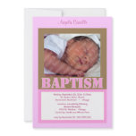 Contemporary Pink Baptism Invitation For Baby Girl
