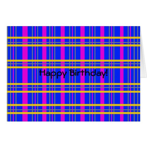 Contemporary pink gray plaid card