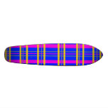 Contemporary pink gray plaid skate board deck