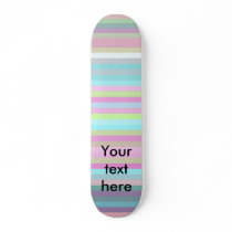 Contemporary pink yellow and baby blue stripes skateboard deck
