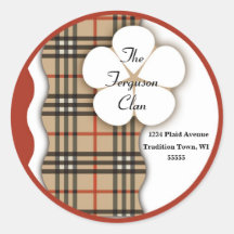 Contemporary Plaid Holiday Address Label Sticker