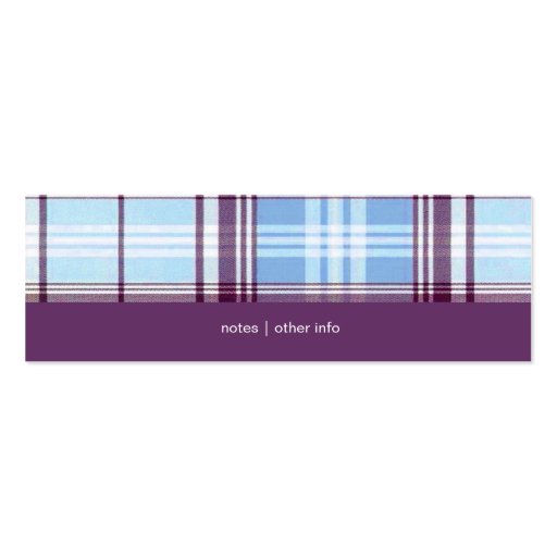 Contemporary Plaid Mommy Calling Card Business Cards (back side)