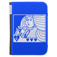 Contemporary Queen of Hearts Kindle Case (blue)