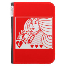 Contemporary Queen of Hearts Kindle Case (red)