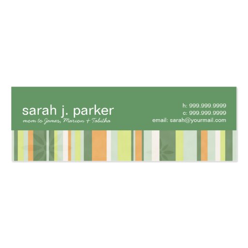 Contemporary Stripes Mommy Calling Card Business Card Templates (front side)