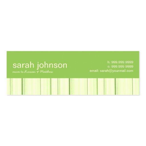 Contemporary Stripes Mommy Calling Card Business Card Template (front side)