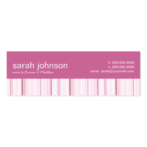 Contemporary Stripes Mommy Calling Card Business Cards (front side)