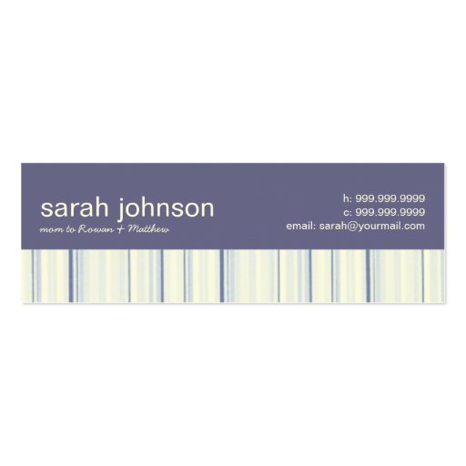 Contemporary Stripes Mommy Calling Card Business Card (front side)