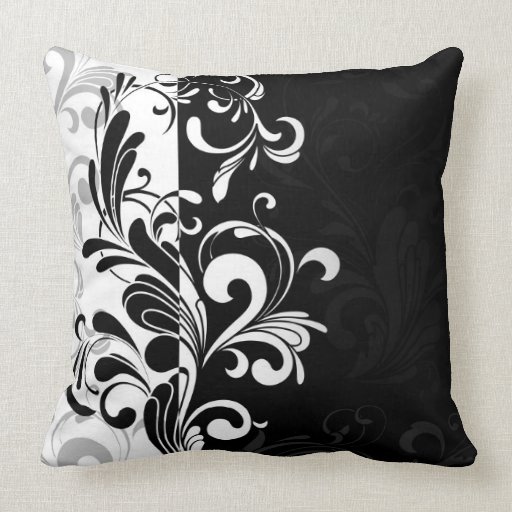 Contemporary Swirl Black and White Throw Cushion Throw Pillow Zazzle