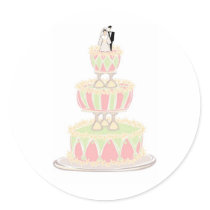Contemporary Wedding Cake with Wine Glass Tiers stickers