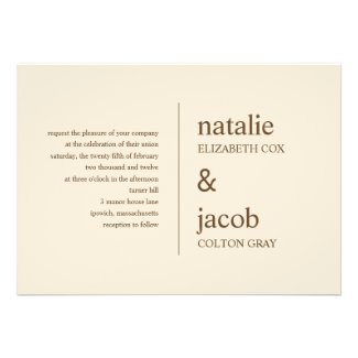 Contemporary Wedding Invitation - Khaki