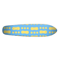 Contemporary yellow peanut pattern on blue custom skateboard