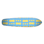 Contemporary yellow peanut pattern on blue custom skateboard