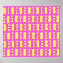 Contemporary yellow peanut pattern on pink print