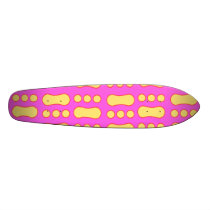 Contemporary yellow peanut pattern on pink skate board deck