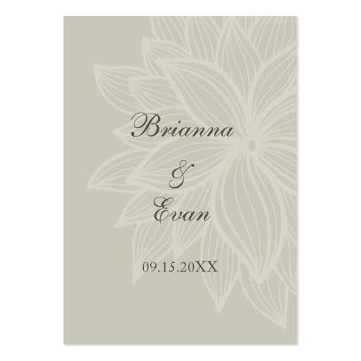 Contoured Bloom Taupe Reception Card Business Card Templates (back side)