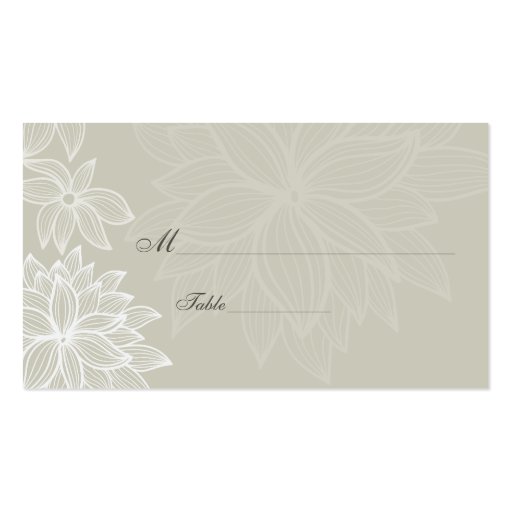 Contoured Bloom Taupe Special Occasion Place Card Business Card Templates (front side)