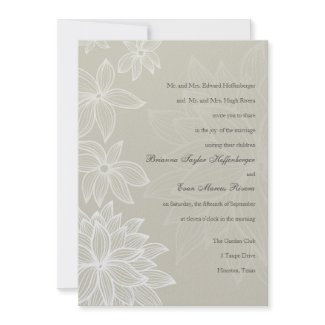 Contoured Bloom Taupe Wedding Invitation invitation