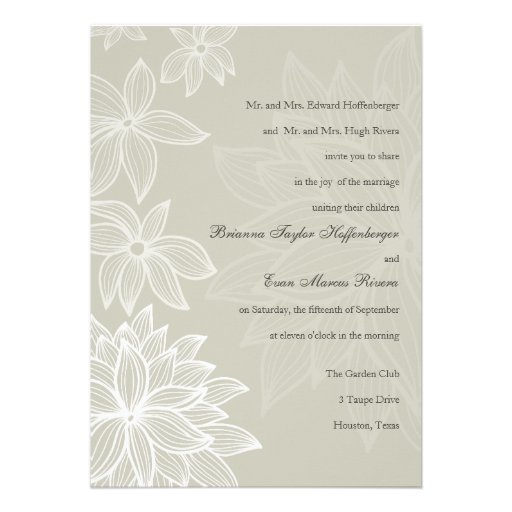 Contoured Bloom Taupe Wedding Invitation