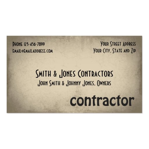Contractor Construction Business Card (front side)
