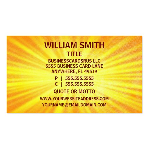 Contractor Sunshine Business Card (back side)