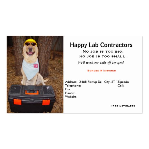 Contractor's Business Card (front side)