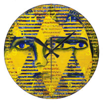Conundrum II – Abstract Golden & Sapphire Goddess wall clocks