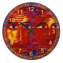 Conundrum III - Abstract Purple & Orange Goddess wall clocks