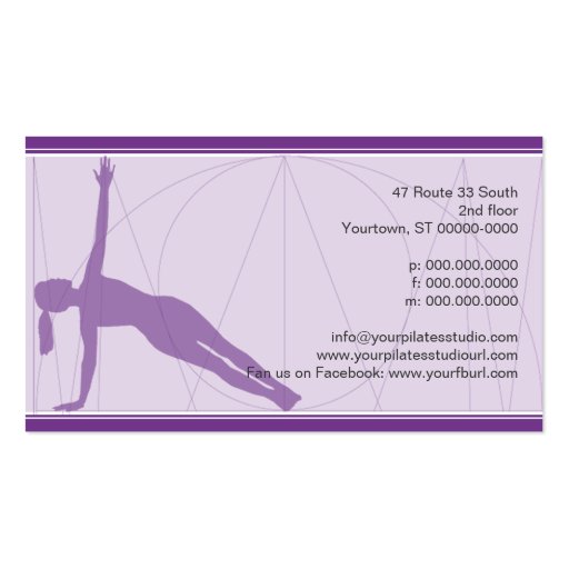 Convergent Lines Purple Pilates Business Card Template (back side)
