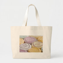 Conversation hearts candy I Love You Forever photo Canvas Bags
