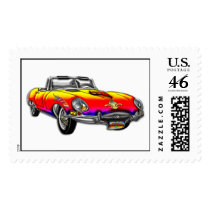Convertible Sunrise Sports Car Postage Stamps