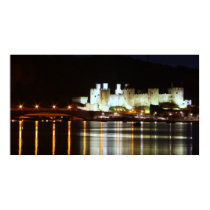 conway castle at night, Wales, UK posters
