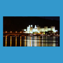 conway castle at night, Wales, UK posters