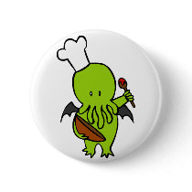 Cook Along With Cthulhu Pinback Buttons