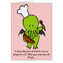 Cook Along With Cthulhu Greeting Card