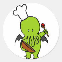 Cook Along With Cthulhu Round Stickers