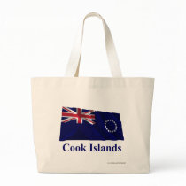 Cook Islands Waving Flag with Name Tote Bags