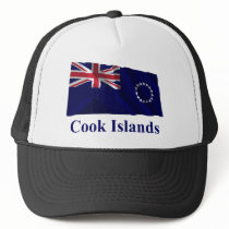 Cook Islands Waving Flag with Name Mesh Hat