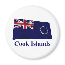 Cook Islands Waving Flag with Name Fridge Magnets