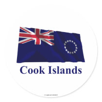 Cook Islands Waving Flag with Name stickers by Vexillophile Cook Islands Waving Flag with Name stickers