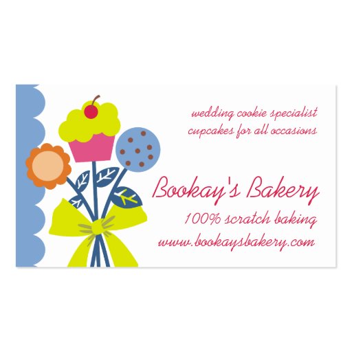 cookie cupcake bouquet baking business cards (front side)