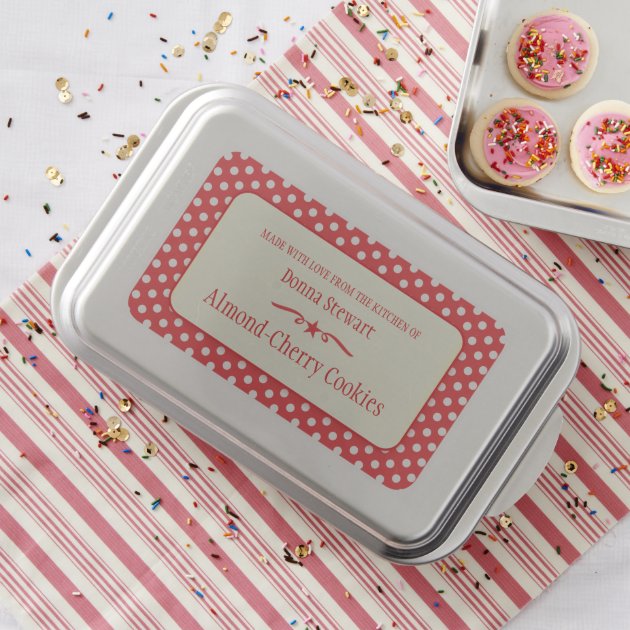 Cookie Exchange custom red polka dot custom tin Cake Pan-1