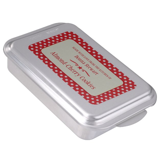 Cookie Exchange custom red polka dot custom tin Cake Pan 4/5