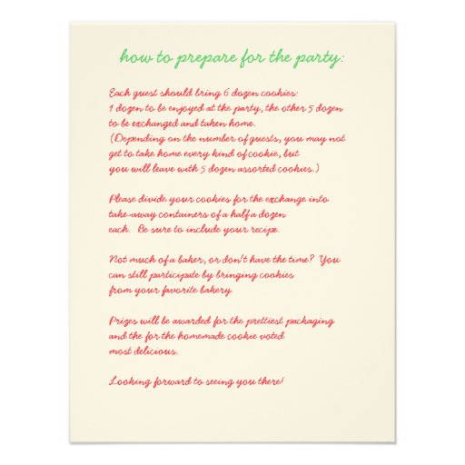 Cookie Exchange Swap Party Invite w/ Instructions