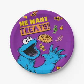 Cookie Monster - Me Wants Treats 7 Inch Paper Plate
