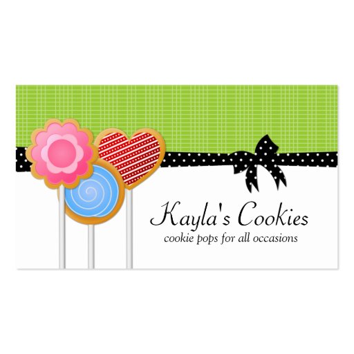 Cookie Pops Green  Business Cards (front side)