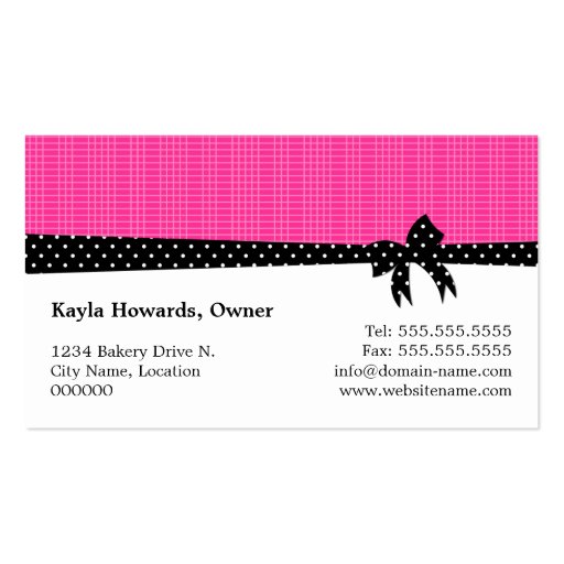 Cookie Pops Hot Pink Business Cards (back side)