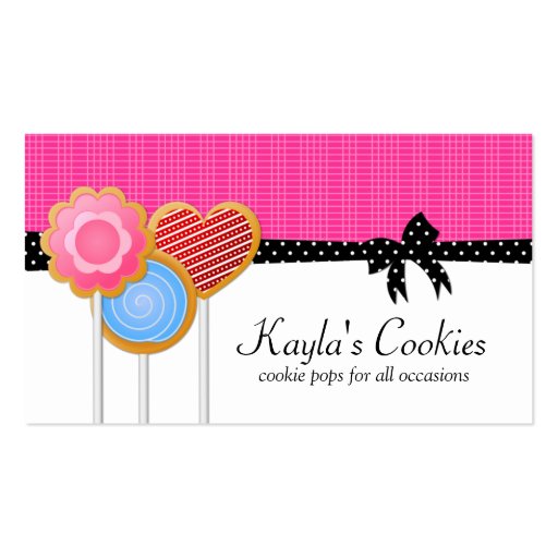 Cookie Pops Hot Pink Business Cards (front side)