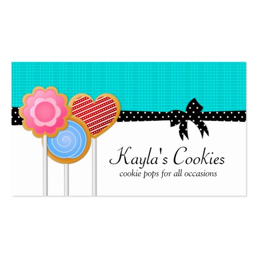 Cookie Pops Turquoise Business Cards (front side)