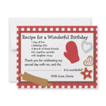 Cookie Recipe Thank You Note Personalized Announcement